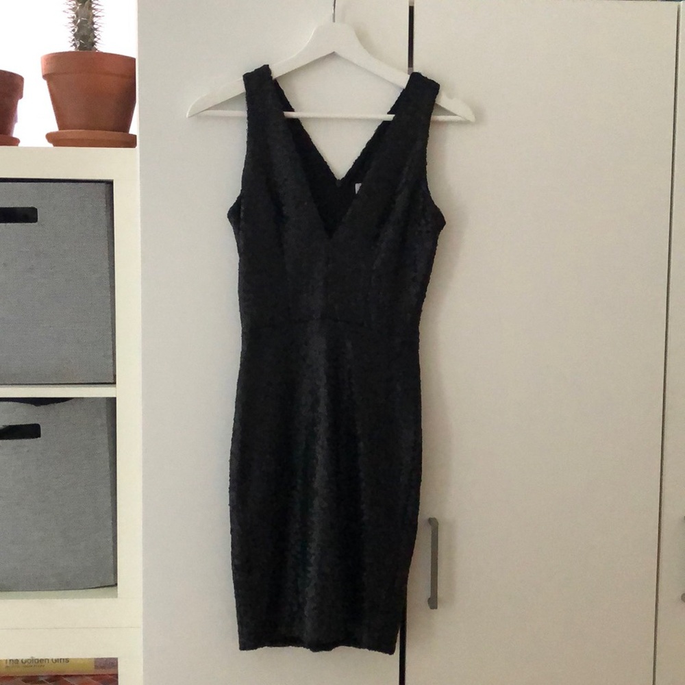 Dress the Population black matte sequin dress